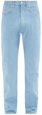 Contrast-stitch Slim-leg Jeans - Mens - Light Blue