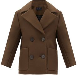 Double-breasted Twill Pea Coat - Womens - Brown
