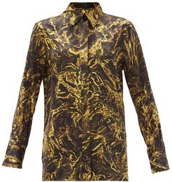 Abstract-print Silk-satin Shirt - Womens - Black Multi