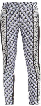 Triangle-check Jacquard And Leather Trousers - Womens - Multi