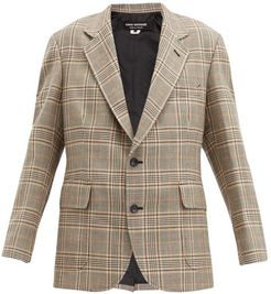 Single-breasted Elbow-patch Checked Tweed Blazer - Womens - Beige Multi