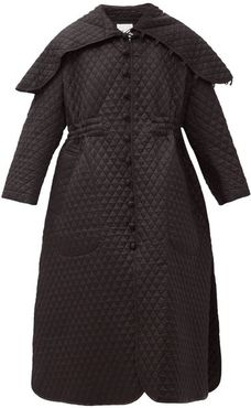 Exaggerated-collar Matelassé Coat - Womens - Black