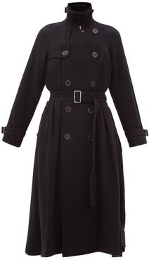 Double-breasted Wool Trench Coat - Womens - Black