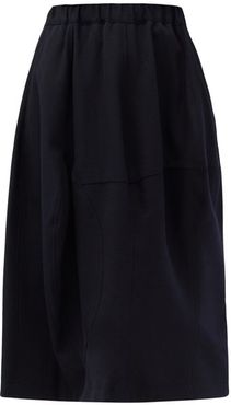 Panelled Wool-gabardine Suit Skirt - Womens - Navy