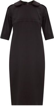 Peter Pan-collar Wool-twill Dress - Womens - Black