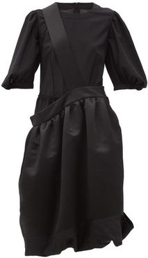 Asymmetric Bubble-hem Satin Dress - Womens - Black