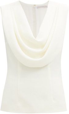 Fleur Cowl-neck Cloqué Top - Womens - Ivory