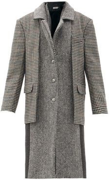 Loretta Layered Deadstock Wool-twill Coat - Womens - Grey Multi