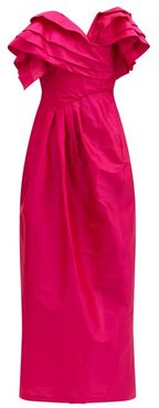 Zita Ruffled Silk-taffeta Dress - Womens - Pink