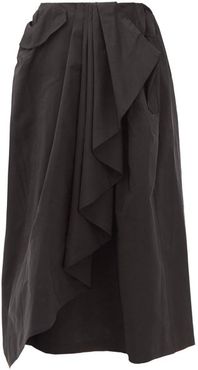 Toderina Ruffled Taffeta Midi Skirt - Womens - Black