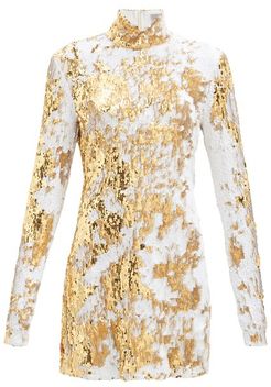 Liona High-neck Sequinned Dress - Womens - Gold