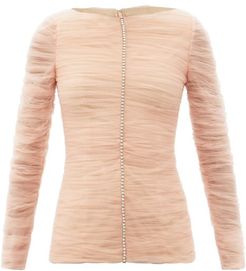 Vienna Crystal-embellished Pleated-tulle Top - Womens - Nude