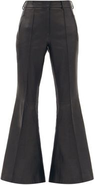 Charles Kick-flared Leather Trousers - Womens - Black