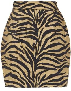Eiko High-rise Waist Zebra-print Twill Mini Skirt - Womens - Black Gold