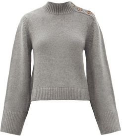 Brie Flared-sleeve Buttoned Cashmere Sweater - Womens - Grey