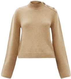 Brie Flared-sleeve Buttoned Cashmere Sweater - Womens - Camel