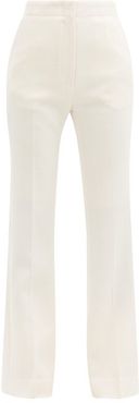 Hamilton High-rise Flared Wool-crepe Trousers - Womens - Ivory