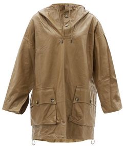 Marjan Hooded Longline Leather Jacket - Womens - Beige