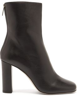 Square-toe Leather Ankle Boots - Womens - Black