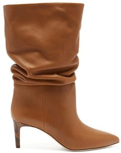 Slouchy Leather Boots - Womens - Tan