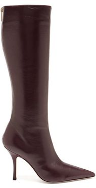 Mama Leather Knee-high Boots - Womens - Burgundy