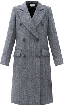 Double-breasted Wool-blend Wool Tweed Coat - Womens - Navy Multi