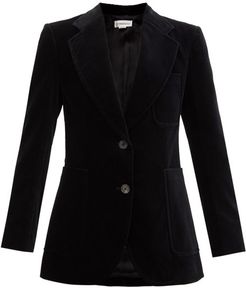 Single-breasted Cotton-blend Velvet Blazer - Womens - Black