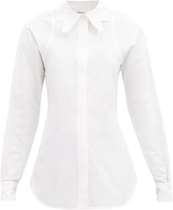 Butterfly-collar Cotton-faille Shirt - Womens - White