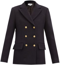 Double-breasted Wool-blend Pea Coat - Womens - Navy
