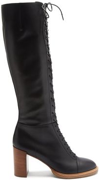 Pat Lace-up Knee-high Leather Boots - Womens - Black