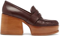 Augusta Leather Penny Loafers - Womens - Burgundy