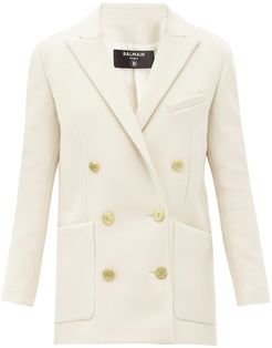 Double-breasted Brushed Wool-blend Jacket - Womens - Beige