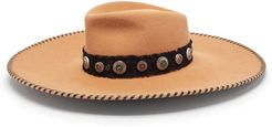 Pina Studded-charm Wide-brim Felt Hat - Womens - Tan