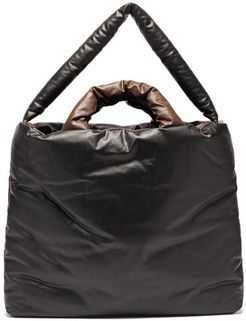 Bi-colour Padded Coated-canvas Tote Bag - Womens - Black Brown