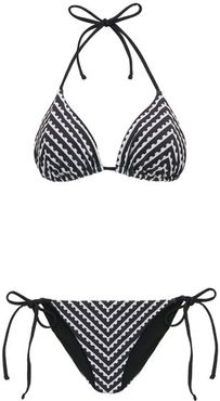 Mykonos Striped Triangle Bikini - Womens - Black White