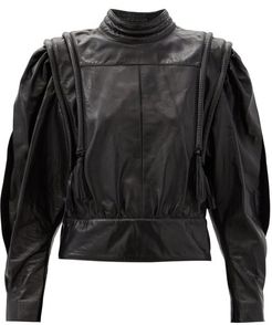 Lars Balloon-sleeve Leather Blouse - Womens - Black