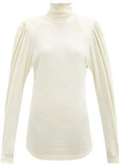 Gavina Puff-sleeved Wool-jersey Top - Womens - Ivory