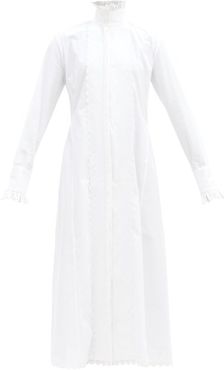 High-neck Cotton-poplin Midi Shirt Dress - Womens - White