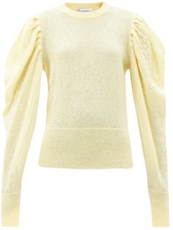 Balloon-sleeve Mohair-blend Sweater - Womens - Light Yellow