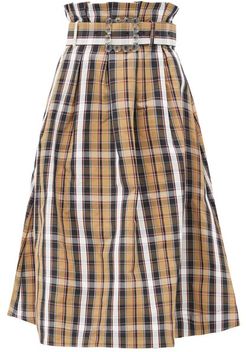 Finlay Upcycled Paperbag-waist Check Skirt - Womens - Multi