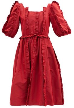 Gabriel Flared Ruffled-taffeta Midi Dress - Womens - Red