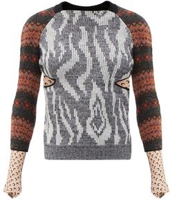 Upcycled Panelled Wool-jacquard Sweater - Womens - Multi