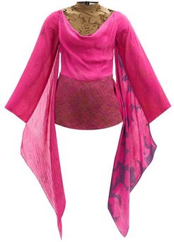 Upcycled Draped Lizard-devoré And Silk Top - Womens - Fuchsia