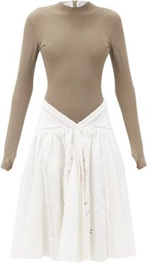 Psychedelic Moon-print Jersey Unitard Dress - Womens - White Multi