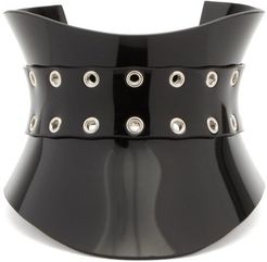 Eyelet-studded Curved-resin Collar Choker - Womens - Black