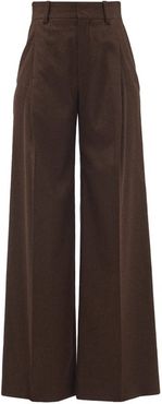 High-rise Wool-blend Wide-leg Trousers - Womens - Brown