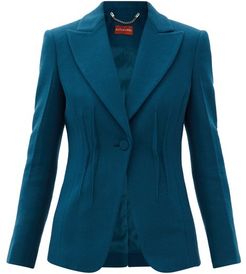 Eleanor Peak-lapel Wool Jacket - Womens - Blue