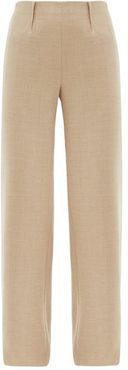 Luther Wool-blend Wide-leg Trousers - Womens - Beige