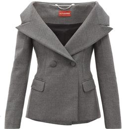 Darlene Off-the-shoulder Wool-blend Jacket - Womens - Grey