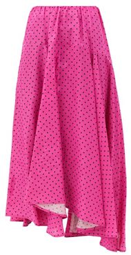 Polka-dot Jersey Midi Skirt - Womens - Pink Print
